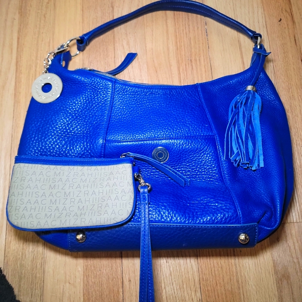 isaac mizrahi leather royal blue bag